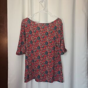 Lauren Ralph Lauren Womens Cottagecore Floral Knit Top 1X Boat Neck Ballet Boho